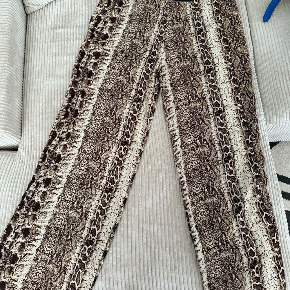 PrettyLittleThing Snake Print Wide Leg Pant set